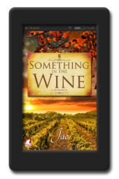 Cover of the lesbian fake-relationship romance Something in the Wine by Jae
